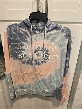 Simply Southern Tie-Dye Crewneck in Gray and Peach